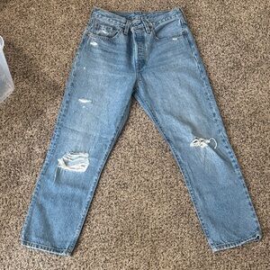 Men's Light Blue Distressed Jeans